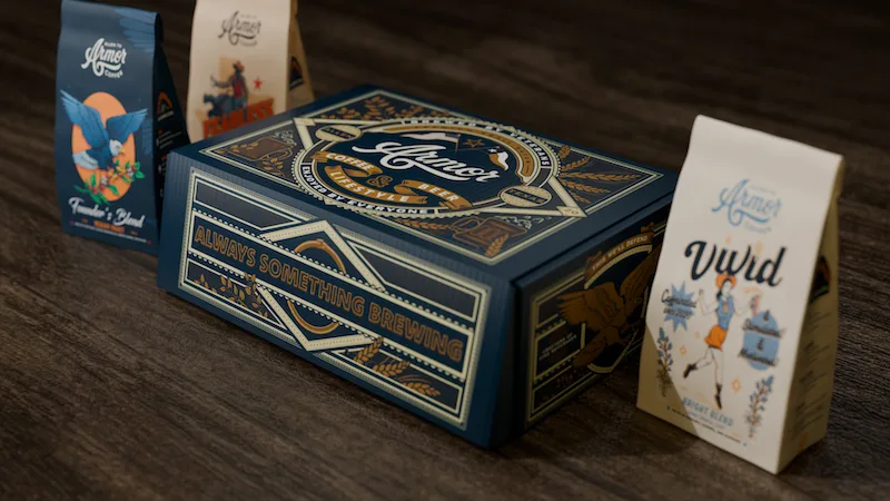 Armor gift box and coffee bag render