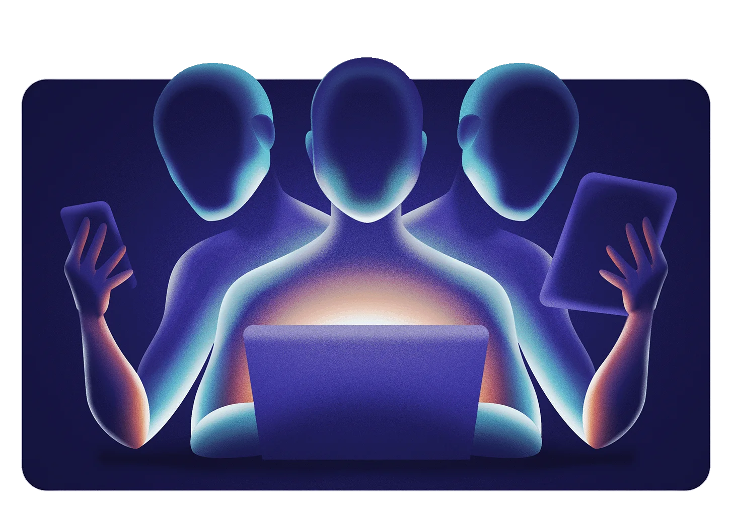 Illustration: one person across three devices