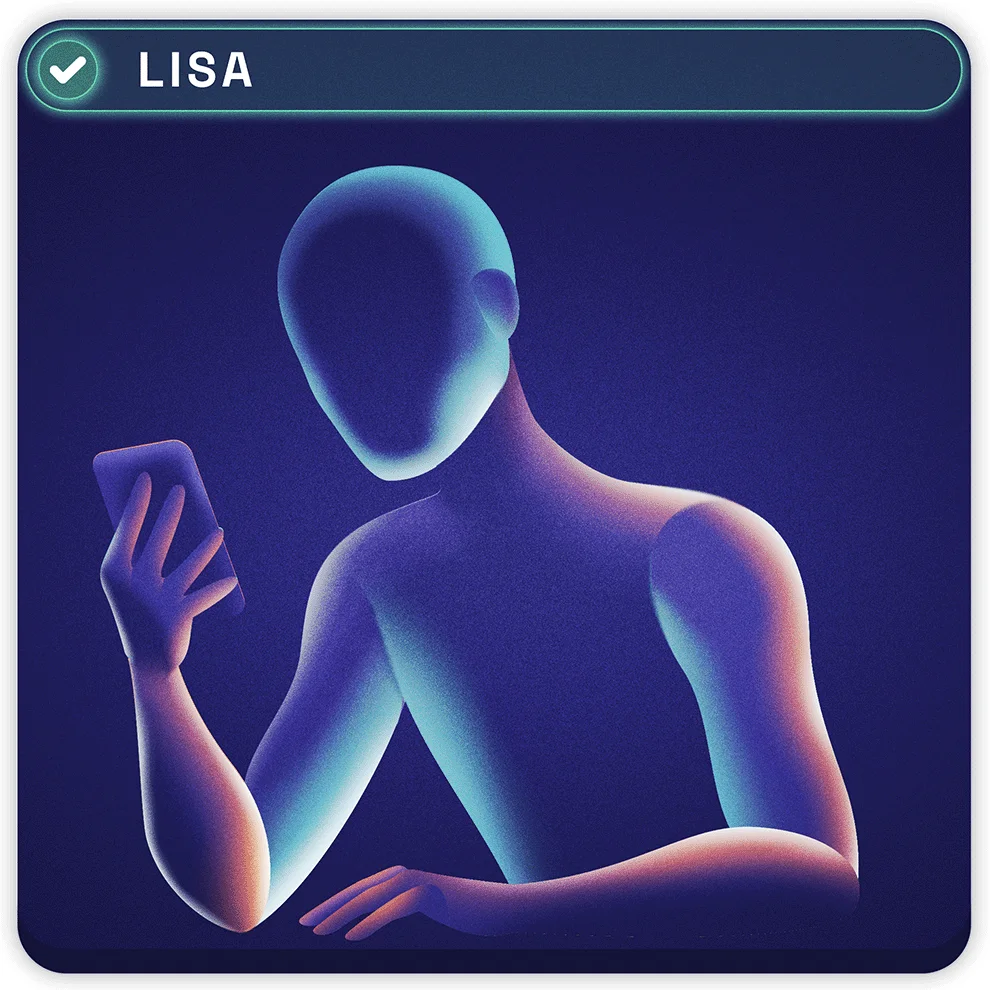 Visitor card illustration: Lisa, verified