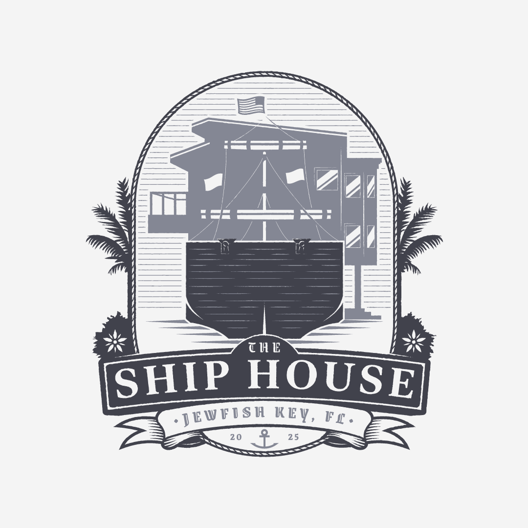 Ship House logo concept — vintage badge