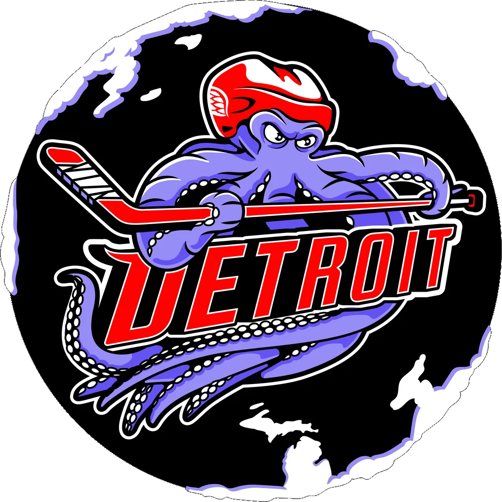 Detroit hockey octopus rug illustration